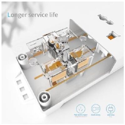 Cablet 3010-18, 3 Universal Sockets, 1 Switch and 1.8m Heavy Duty Cable Extension Board (White)