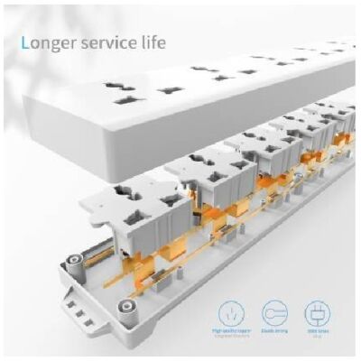 Cablet 6010-18, 6 Universal Sockets, 1 Switch and 1.8m Heavy Duty Cable Extension Board (White)