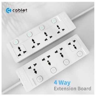 Cablet 4040-18, 4 Universal Sockets, 4 Switches and 1.8m Heavy Duty Cable Extension Board (White)