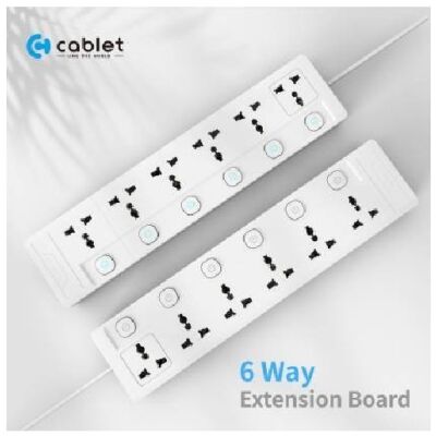 Cablet 6060-18, 6 Universal Sockets, 6 Switches and 1.8m Heavy Duty Cable Extension Board (White)