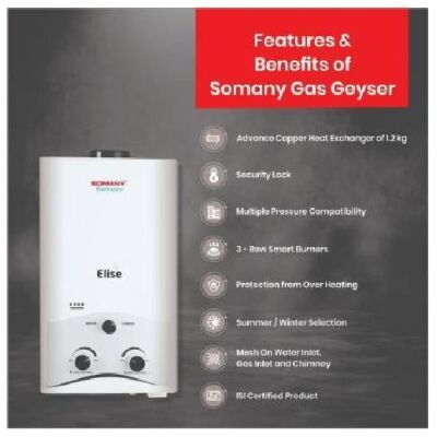 SOMANY 6 L Storage Water Geyser (Elise Gas Water Heater M-LPG, White)