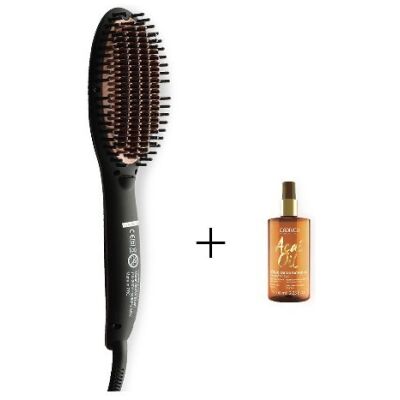 IKONIC HAIR STRAIGHTENER HOT BRUSH (BLACK) & GET ACAI OIL 60 ML FREE