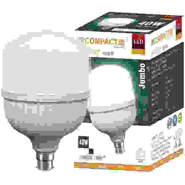 COMPACT 40W JUMBO LED BASIC ROUND B22 LED BULB (WHITE)